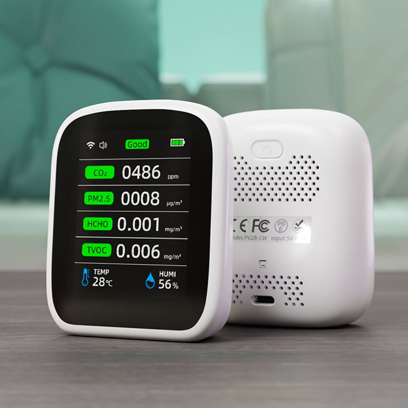 Tuya Wifi Portable Air Quality Meter 8in1 PM1.0 PM2.5 PM10 CO2 TVOC HCHO Temperature and Humidity Tester LCD Color Screen Carbon Dioxide Detector with Time and Date Display Function - Image 2