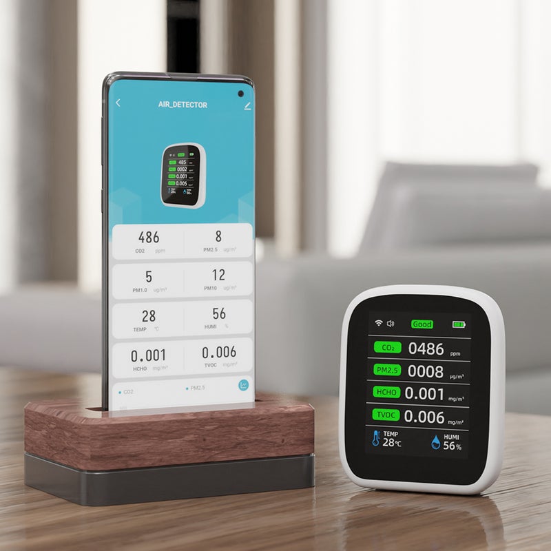 Tuya Wifi Portable Air Quality Meter 8in1 PM1.0 PM2.5 PM10 CO2 TVOC HCHO Temperature and Humidity Tester LCD Color Screen Carbon Dioxide Detector with Time and Date Display Function - Image 3