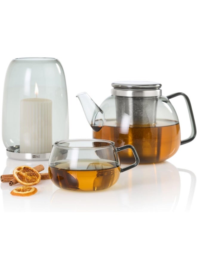 Adhoc مجموعة AdHoc TK62 من كوبين زجاجيين مع مقبض يونا 400 مل | أكواب شاي فاخرة مصنوعة من زجاج البورسليكات | قطع فريدة مصنوعة يدويًا بتصميم اسكندنافي | مثالية أيضًا كأكواب قهوة كبيرة - Image 4