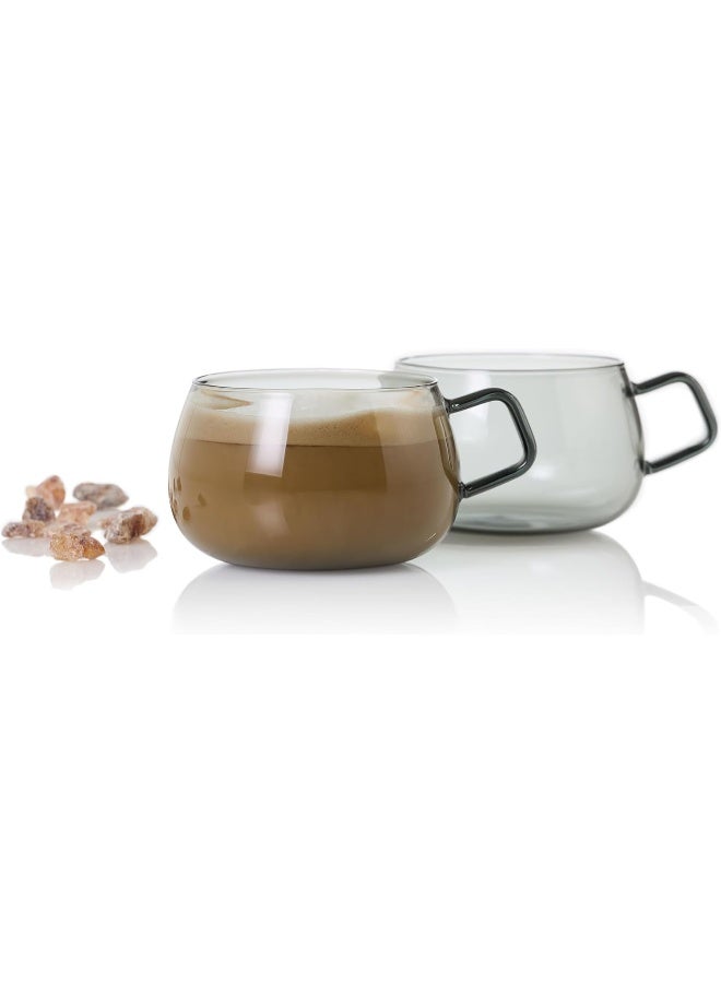 Adhoc مجموعة AdHoc TK62 من كوبين زجاجيين مع مقبض يونا 400 مل | أكواب شاي فاخرة مصنوعة من زجاج البورسليكات | قطع فريدة مصنوعة يدويًا بتصميم اسكندنافي | مثالية أيضًا كأكواب قهوة كبيرة - Image 2