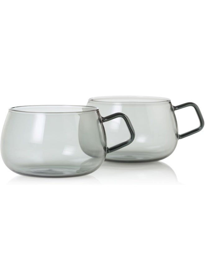 Adhoc مجموعة AdHoc TK62 من كوبين زجاجيين مع مقبض يونا 400 مل | أكواب شاي فاخرة مصنوعة من زجاج البورسليكات | قطع فريدة مصنوعة يدويًا بتصميم اسكندنافي | مثالية أيضًا كأكواب قهوة كبيرة - Image 5