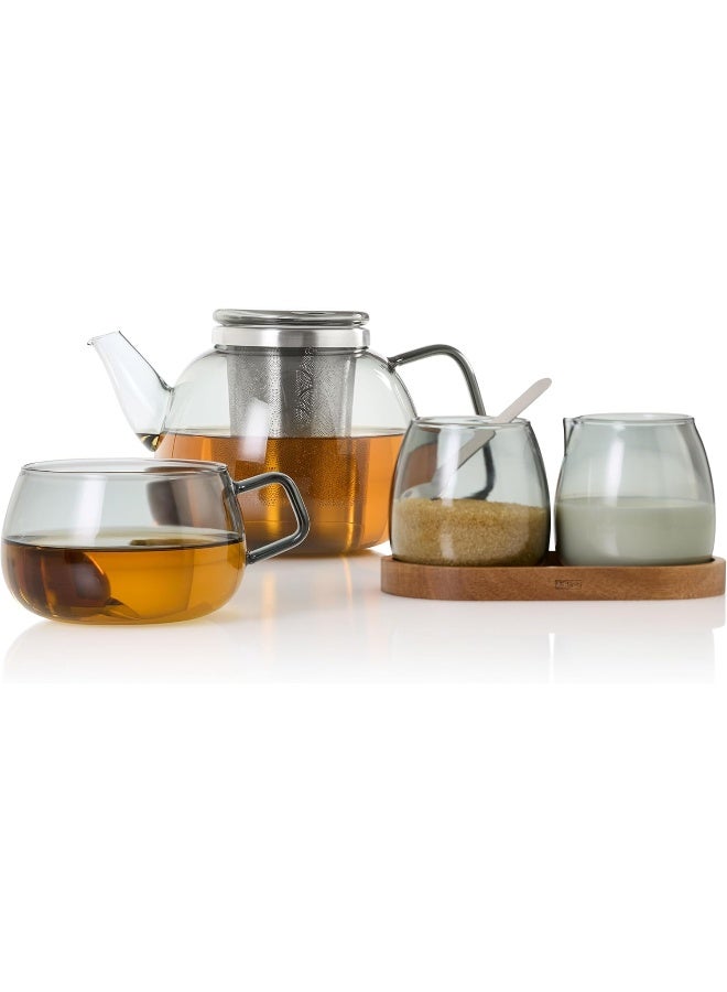 Adhoc مجموعة AdHoc TK62 من كوبين زجاجيين مع مقبض يونا 400 مل | أكواب شاي فاخرة مصنوعة من زجاج البورسليكات | قطع فريدة مصنوعة يدويًا بتصميم اسكندنافي | مثالية أيضًا كأكواب قهوة كبيرة - Image 3