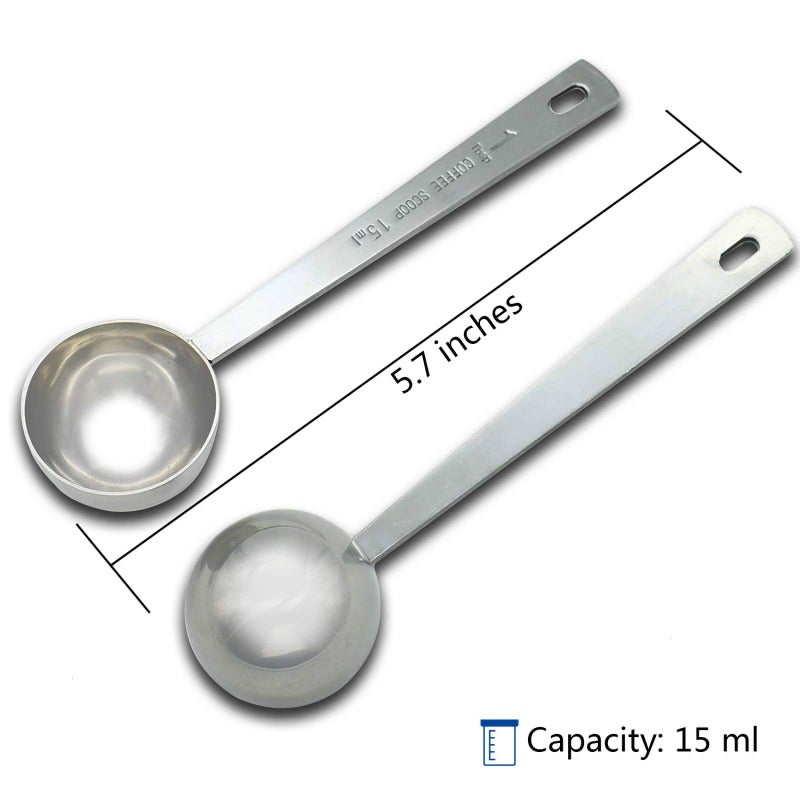 Timoo مغرفة قياس القهوة تيمو 1 ملعقة طعام بمقبض طويل مصنوعة من الفولاذ المقاوم للصدأ للقهوة، مسحوق الحليب، مسحوق الفاكهة، مجموعة من 5 - Image 3