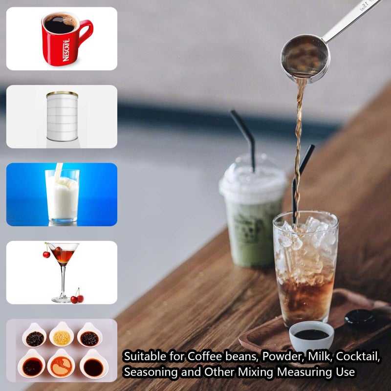 Timoo مغرفة قياس القهوة تيمو 1 ملعقة طعام بمقبض طويل مصنوعة من الفولاذ المقاوم للصدأ للقهوة، مسحوق الحليب، مسحوق الفاكهة، مجموعة من 5 - Image 4