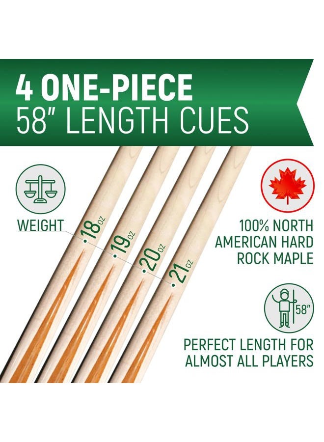 Players Set of One Piece House Pool Cue Sticks - Professional Quality for Commercial Or Residential Use (4 Cues) - Image 2
