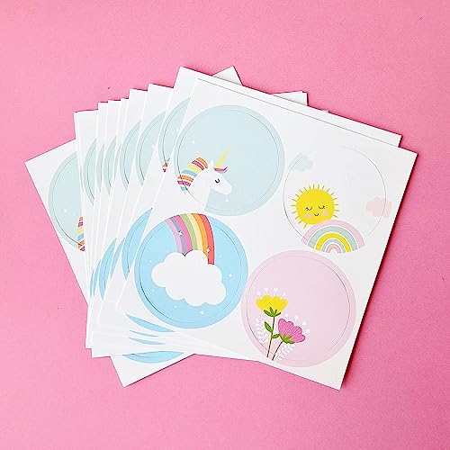 weRevel Magical Unicorn and Floral Note Stickers, 40 Pieces, 2 inches, Round, 4 Unique Designs, Made of Paper-Self-Adhesive - Image 3
