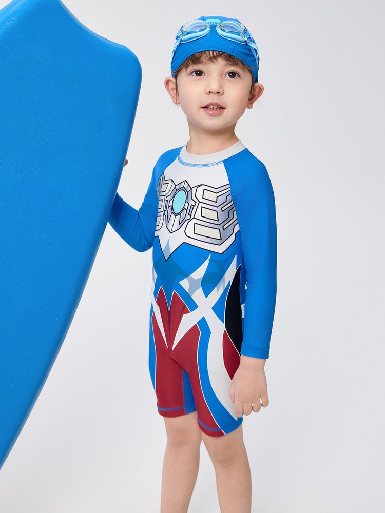 بالابالا بدلة سباحة للبأكمام طويلة مع قبعة مطابقة للأولاد - Image 2