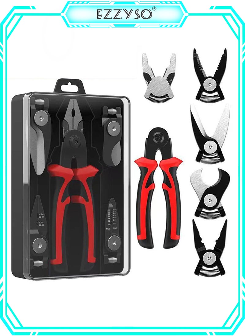 EzzySo 5 IN 1 Multifunctional Replaceable Electrician Pliers Wire Stripping Pliers Wire Cutting Stripper Wire Crimp Pliers Special Tools Electricians  - Image 1