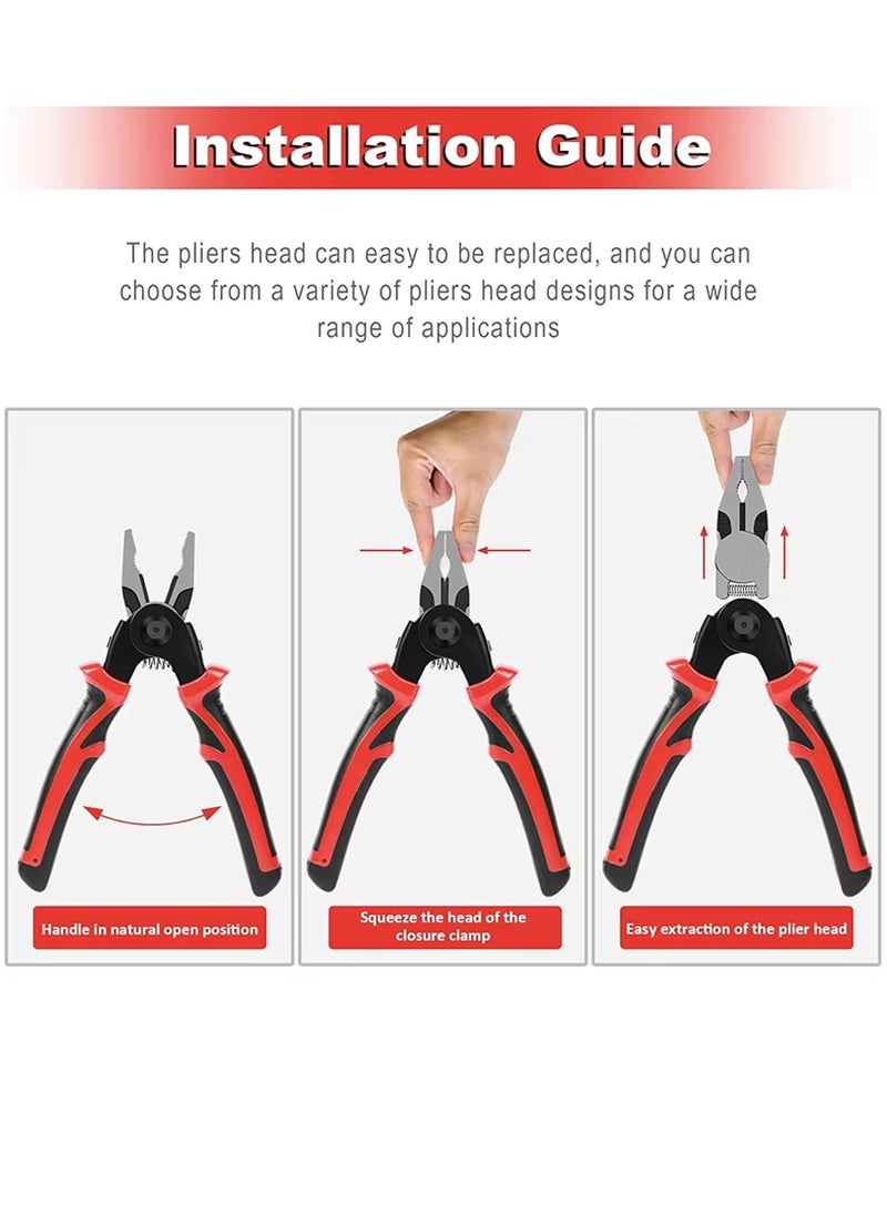 5 IN 1 Multifunctional Replaceable Electrician Pliers Wire Stripping Pliers Wire Cutting Stripper Wire Crimp Pliers Special Tools Electricians