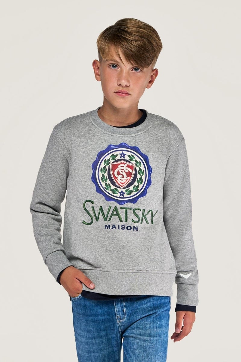 Swatsky Bg Store Boy Gray Melange Sweatshirt - Image 3