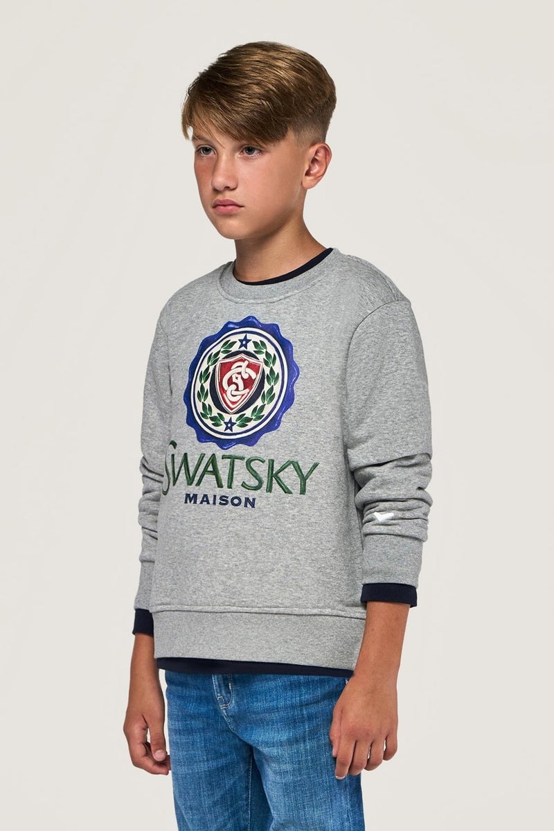 Swatsky Bg Store Boy Gray Melange Sweatshirt - Image 2