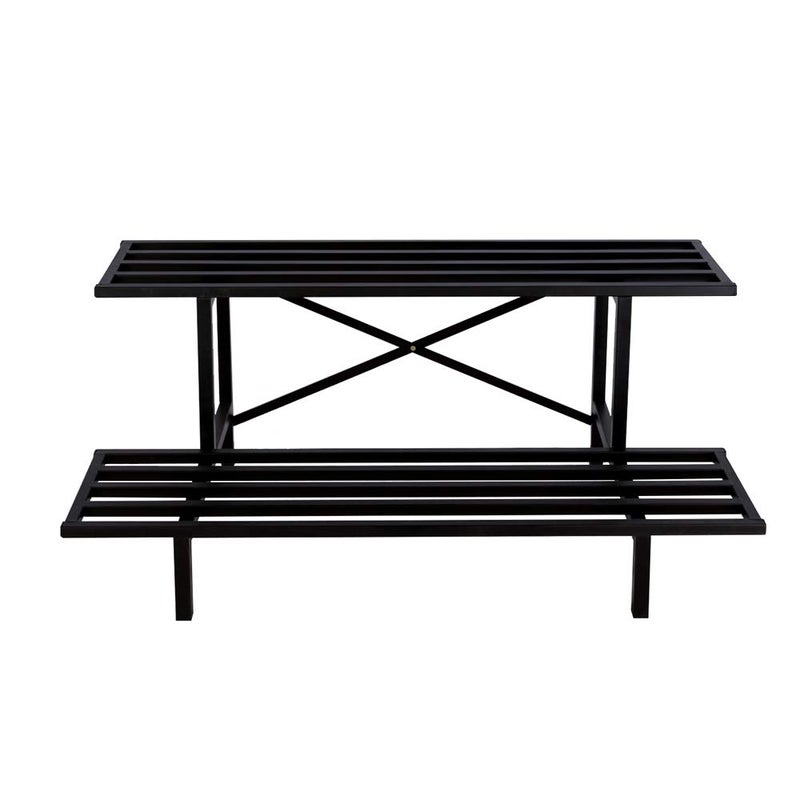 Zhongma 2 Tier Sturdy Metal Plant Stand Heavy Duty Plant Holder for Home Indoor and Outdoor,L45.67 x W17.5 x H14 inch, 440 LBS Capacity & Heavy Duty Construction â€¦ - Image 1