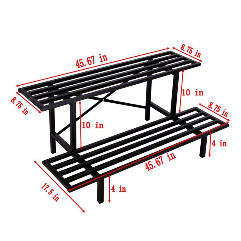 Zhongma 2 Tier Sturdy Metal Plant Stand Heavy Duty Plant Holder for Home Indoor and Outdoor,L45.67 x W17.5 x H14 inch, 440 LBS Capacity & Heavy Duty Construction â€¦ - Image 4