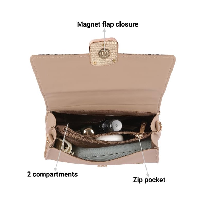 Metro women Beige Casual Satchel Bag (230-40) - Image 4