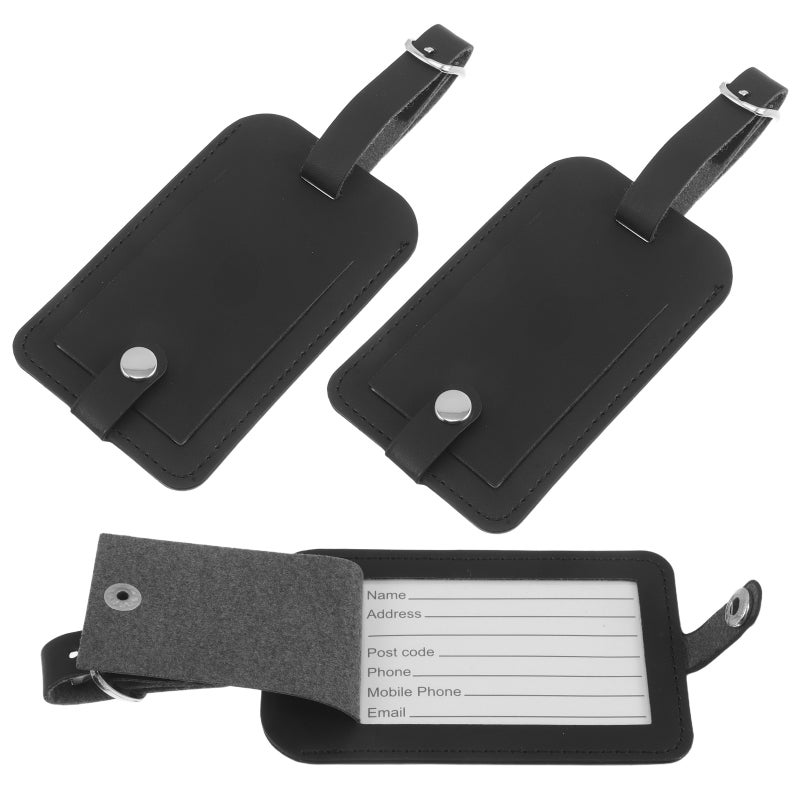 3PCS Luggage Identifier Tags: Black PU Name Holders - Weatherproof ID Labels for Suitcases/Bags/Travel Gear - Business Travel Essentials - Image 5