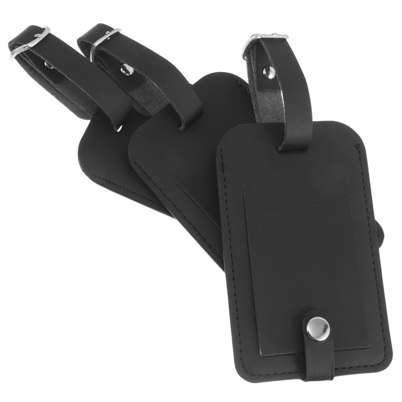 3PCS Luggage Identifier Tags: Black PU Name Holders - Weatherproof ID Labels for Suitcases/Bags/Travel Gear - Business Travel Essentials - Image 1