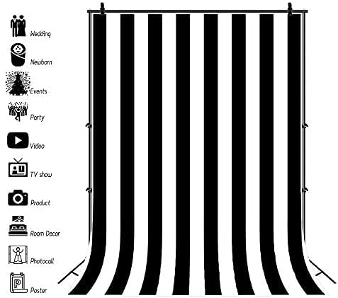 Renaiss 3x5ft Black and White Vertical Stripes Backdrop for Wedding Baby Shower Kids Children Birthday Party Photography Background Dessert Table Decor Banner Photo Booth Studio Props - Image 2