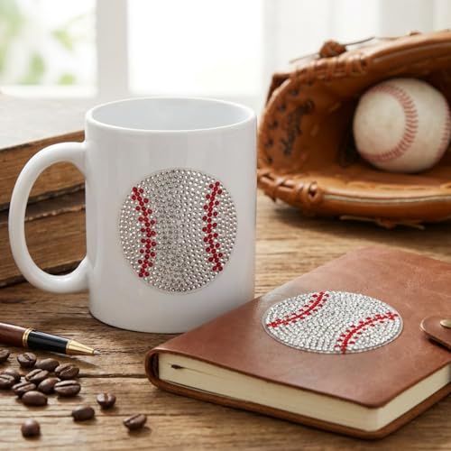 FineCheer 24 Pcs Rhinestones Baseball Patches Bling Baseball Rhinestone Crystal Applique for DIY Crafts Decoration Accessories for Clothes Jeans Hats T-Shirt Backpack Makeup Bag(Self-Adhesive Style) - Image 3