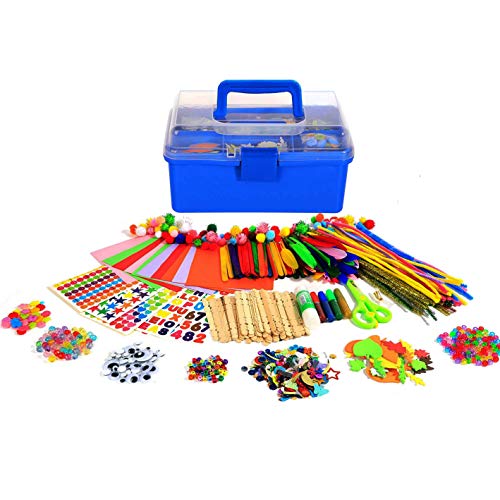 YITOHOP Arts and Crafts Supplies for Kids 1000 pcs Art Craft kit in Carrying Travel Box for Toddlers Ages 4 DIY Crafting School Kindergarten Project Activity Ideal Holiday Gifts - Image 1