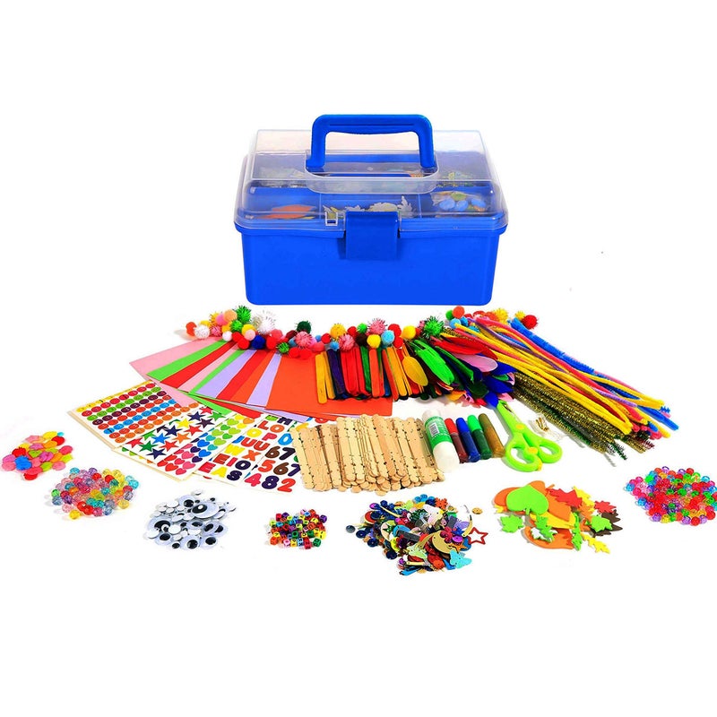 YITOHOP Arts and Crafts Supplies for Kids 1000 pcs Art Craft kit in Carrying Travel Box for Toddlers Ages 4 DIY Crafting School Kindergarten Project Activity Ideal Holiday Gifts - Image 2
