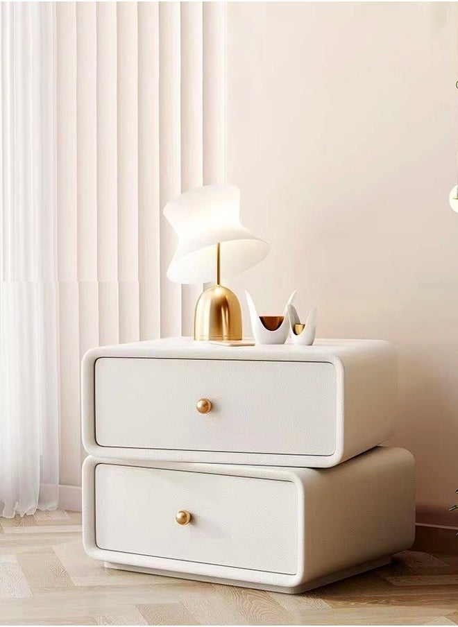 Raffine Modern Design 360 Degree Rotatable Nightstand Wooden Bedside Table with 2 Drawers Strong Solid Wood Base Side Table for Bedroom Living Room 50x40x48 cm (Fully Assembled)  - Image 1