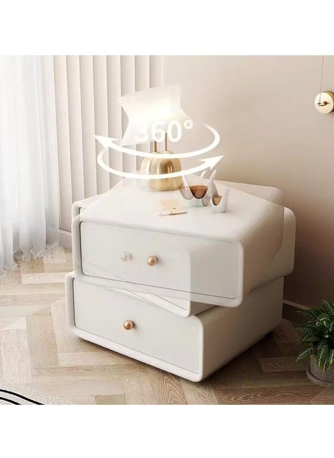 Raffine Modern Design 360 Degree Rotatable Nightstand Wooden Bedside Table with 2 Drawers Strong Solid Wood Base Side Table for Bedroom Living Room 50x40x48 cm (Fully Assembled)  - Image 5