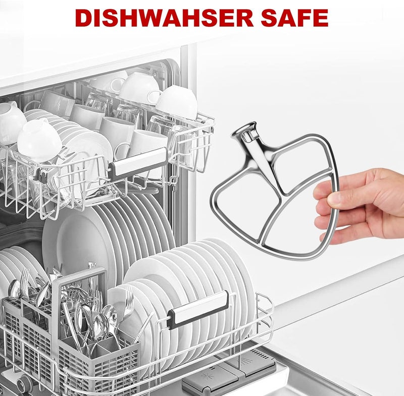 GVODE Stainless Steel Flat Beater for KitchenAid Mixer, Paddle Attachment for Tilt-Head Stand Mixer Fits 4.5-5 QT Mixing Bowl, Beater Replacement, Dishwasher Safe by - Image 5