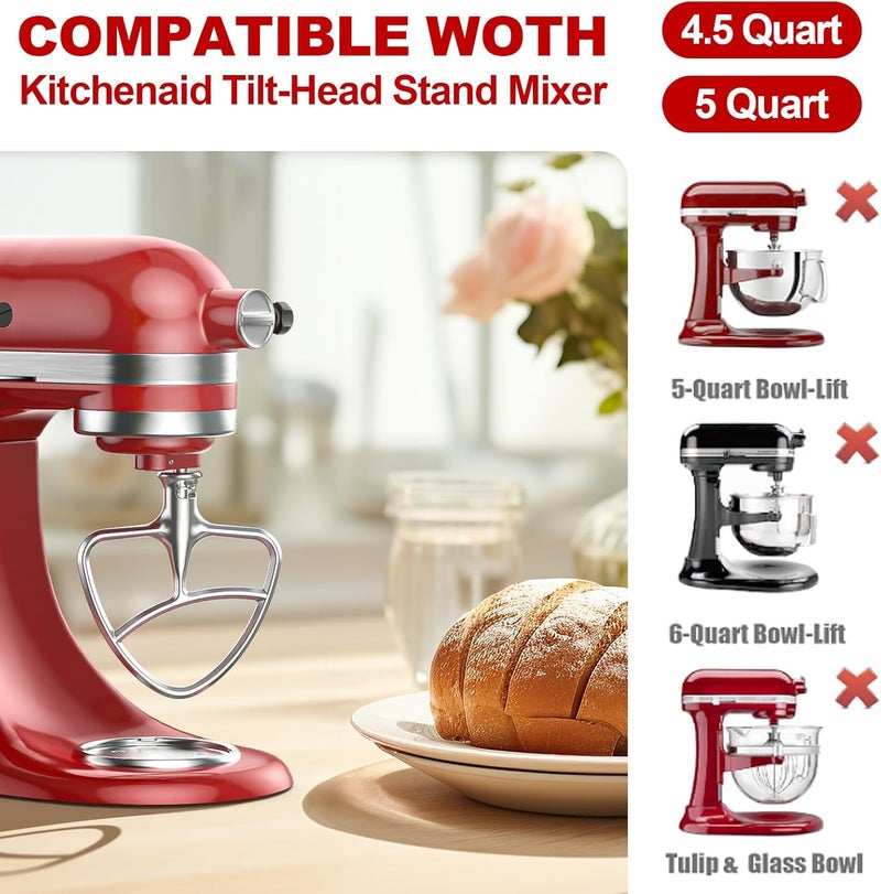 GVODE Stainless Steel Flat Beater for KitchenAid Mixer, Paddle Attachment for Tilt-Head Stand Mixer Fits 4.5-5 QT Mixing Bowl, Beater Replacement, Dishwasher Safe by - Image 4