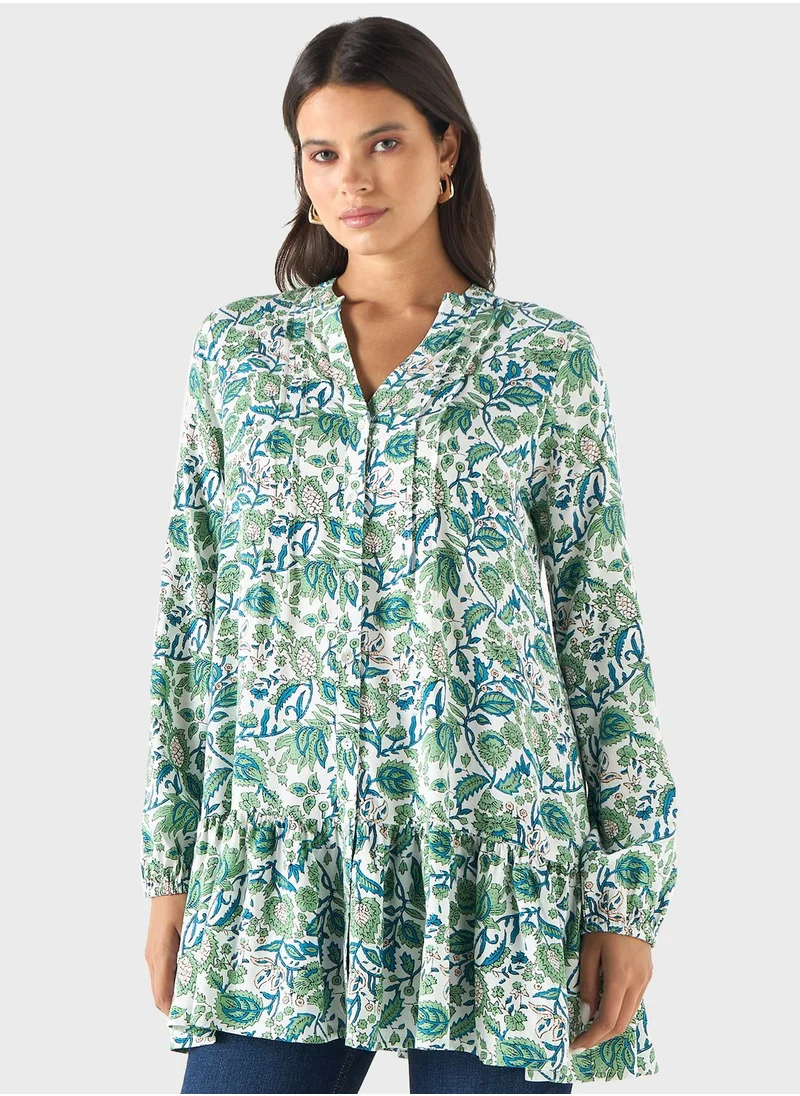 تواكستريمز Tiered Floral Print Tunic