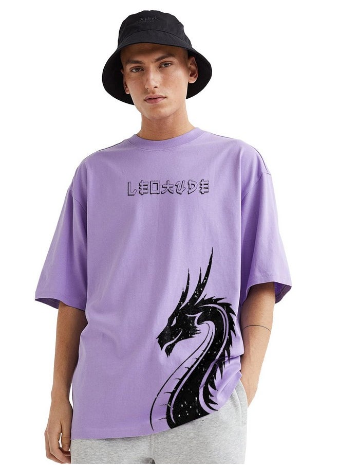 LEOTUDE - LEOTUDE Men's Oversized Half Sleeve Round Neck T-Shirt (PO3_FS49_Going-STRNR_Wild_P_Red, Purple_XXL) - Image 1