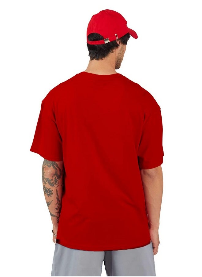 LEOTUDE - LEOTUDE Men's Oversized Half Sleeve Round Neck T-Shirt (PO3_FS49_Going-STRNR_Wild_P_Red, Purple_XXL) - Image 1