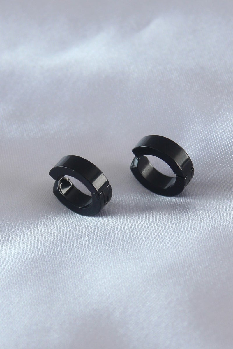 Ema Steel Black Color Compressed Men's Earrings  - Image 1