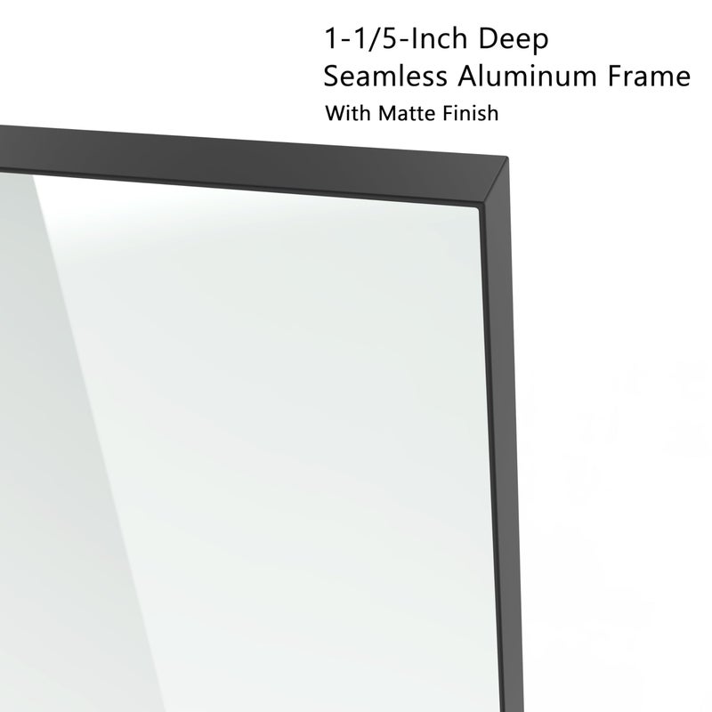 VocalStar 16 x 24 Inch Black Bathroom Mirror for Wall, Square Corner Rectangle Black Metal Framed Bathroom Vanity Mirror Modern Farmhouse, 1/4-inch Shatterproof Glass | Ultra-Flush Hanging - Image 4