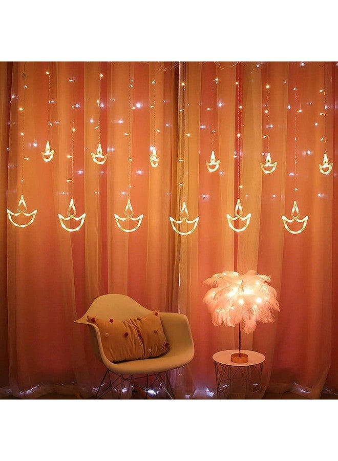 MIRADH 12 Diya108 Led 8 Mode Controller Curtain String Lights Led Lights for Home Decoration, Diwali Lights for Decoration for Home, (Multicolor) (Diya-6+6-WW) Plastic,1 meter - Image 1