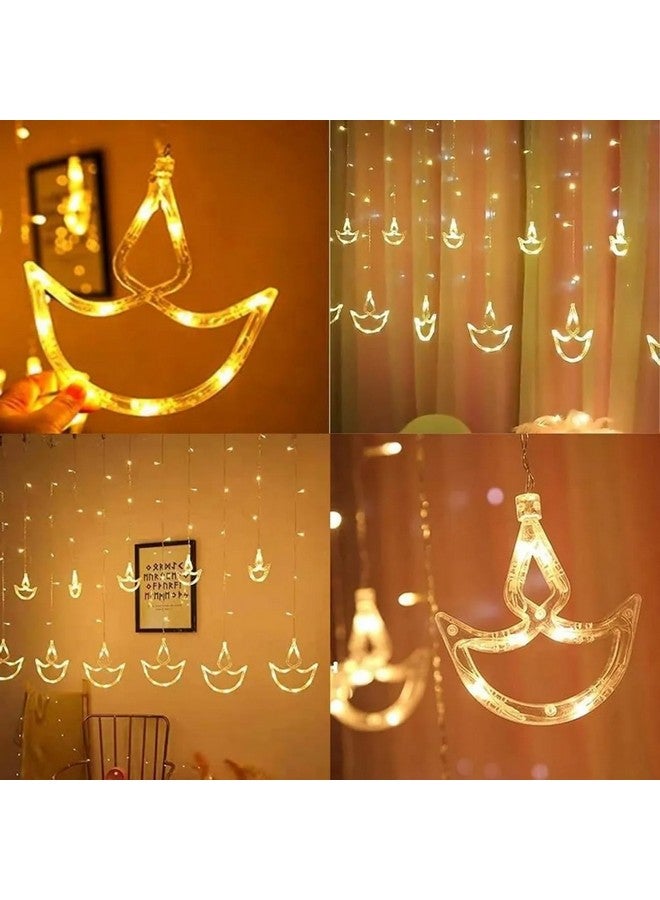 MIRADH 12 Diya108 Led 8 Mode Controller Curtain String Lights Led Lights for Home Decoration, Diwali Lights for Decoration for Home, (Multicolor) (Diya-6+6-WW) Plastic,1 meter - Image 2