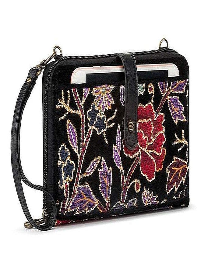 Sakroots Embroidered Large Smartphone Crossbody (Embroidered Black Flower Power) - Image 2