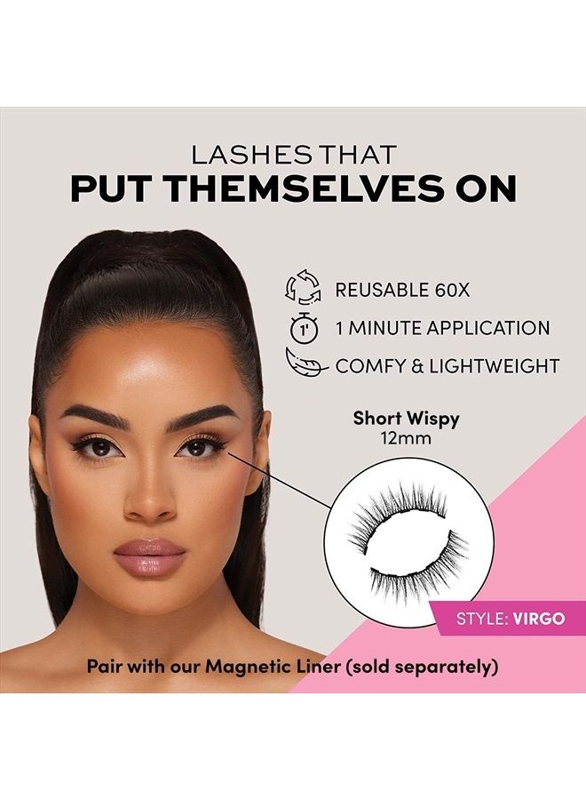 Glamnetic رموش مغناطيسية - برج العذراء | رموش مغناطيسية قصيرة، 60 استخدام قابل لإعادة الاستخدام، رموش مقلدة طبيعية - 1 زوج - Image 2