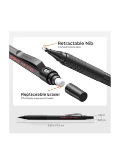 Nicpro 0.7 Mm Mechanical Pencils Set With Case 3 Metal Artist Pencil With 6 Tube Hb Lead Refills 3 Erasers 9 Eraser Refills For Architect Art Writing Drafting Drawing Engineering Sketching Black  - Image 3