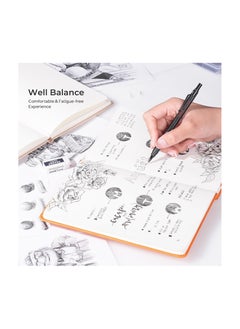 Nicpro 0.7 Mm Mechanical Pencils Set With Case 3 Metal Artist Pencil With 6 Tube Hb Lead Refills 3 Erasers 9 Eraser Refills For Architect Art Writing Drafting Drawing Engineering Sketching Black  - Image 4