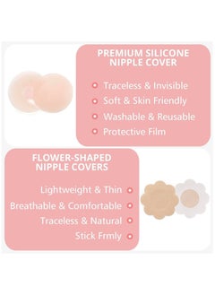 bbet 13-Piece Breast Tape, 5 M Extra-Long Roll Breast Tape, with 2 Pcs Reusable Nipple Covers, Adhesive Strapless Lift Tape for A-G Cup Beige  - Image 3