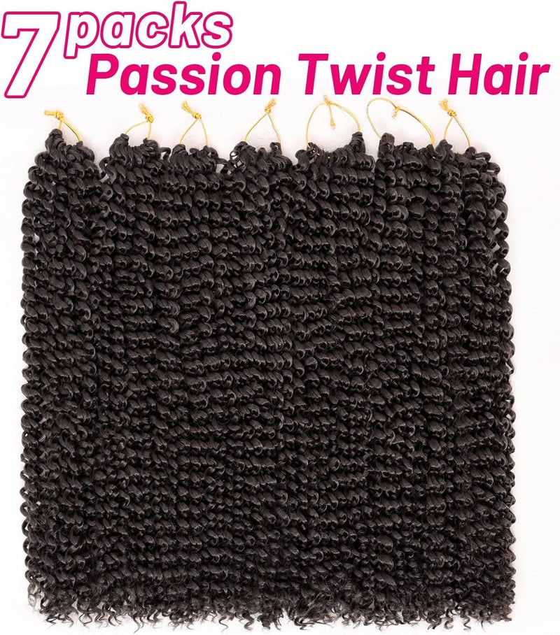 Dorsanee 7 Packs Passion Twist Hair 18 Inch Water Wave Synthetic Braids for Passion Twist Crochet Braiding Hair Goddess Locs Long Bohemian Locs Hair (4#) - Image 2