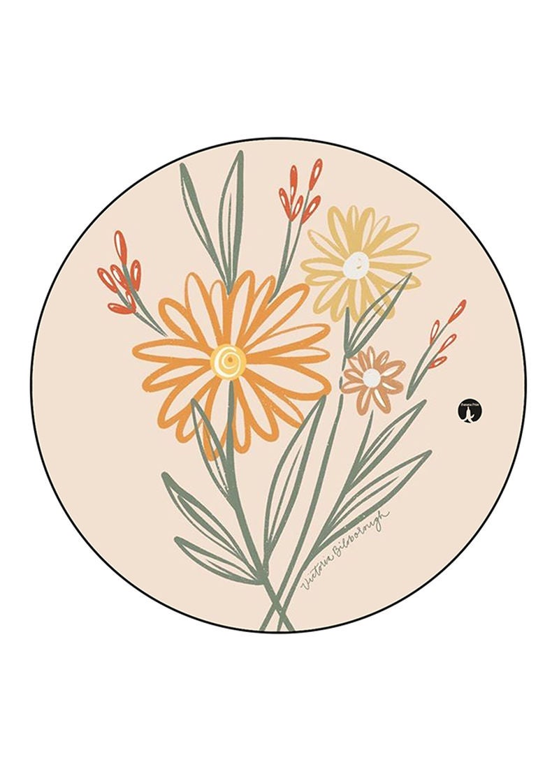 Flowers Printed Mouse Pad Round  Multicolour