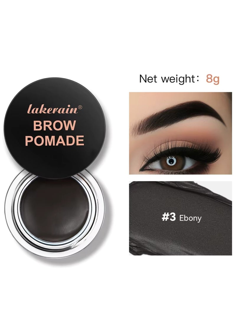 lakerain Brow Pomade Natural Long Lasting Sweat Proof Waterproof Eyebrow Makeup Gels Smooth Fast Drying Eyebrow Color Cream Eyebrow Pomade Brow Coloring Gel Ebony 03 - Image 2