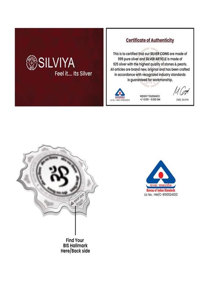 Silviya BIS Hallmarked Kuber Yantra 999 Pure Silver Coin (20g) Lotus Shape with Certificate of Authenticity - Hindu God of Wealth - Diwali & Dhanteras Gift - Lakshmi Puja - Image 4