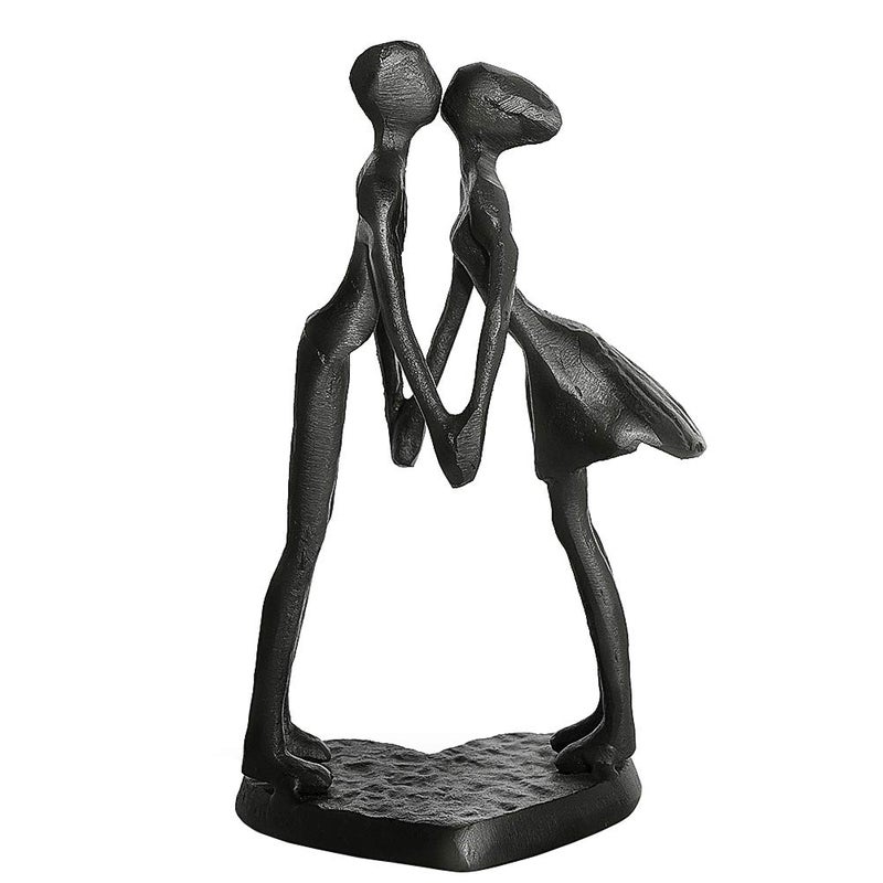 Aoneky Affectionate Couple Art Iron Sculpture 6 Years of Love Wedding Passionate Love Figurine Statue Romantic Metal Ornament Mantelpiece Table Decoration Hold Hands Kiss