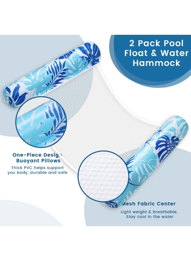 Pool Floats for Adults | 2 Pack 4-in-1 Inflatable Water Hammock | Thick PVC Pool Lounger for Swimming Pool Beach Vacation - Image 4