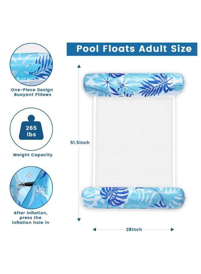 Pool Floats for Adults | 2 Pack 4-in-1 Inflatable Water Hammock | Thick PVC Pool Lounger for Swimming Pool Beach Vacation - Image 3