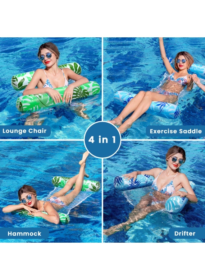 Pool Floats for Adults | 2 Pack 4-in-1 Inflatable Water Hammock | Thick PVC Pool Lounger for Swimming Pool Beach Vacation - Image 2