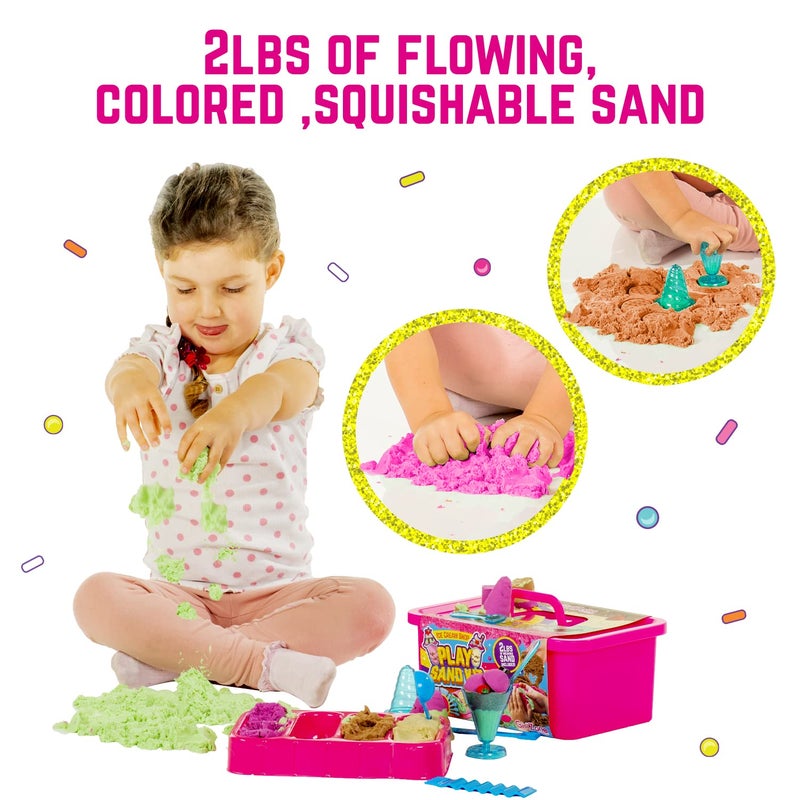 GirlZone Ice Cream Shop Play Sand Kit - Sensory Play for Kids - Magnetic Sand Toys for Creative Fun - 2 lb, Multicolor, 22 Pieces, Ages 7+ - Image 5