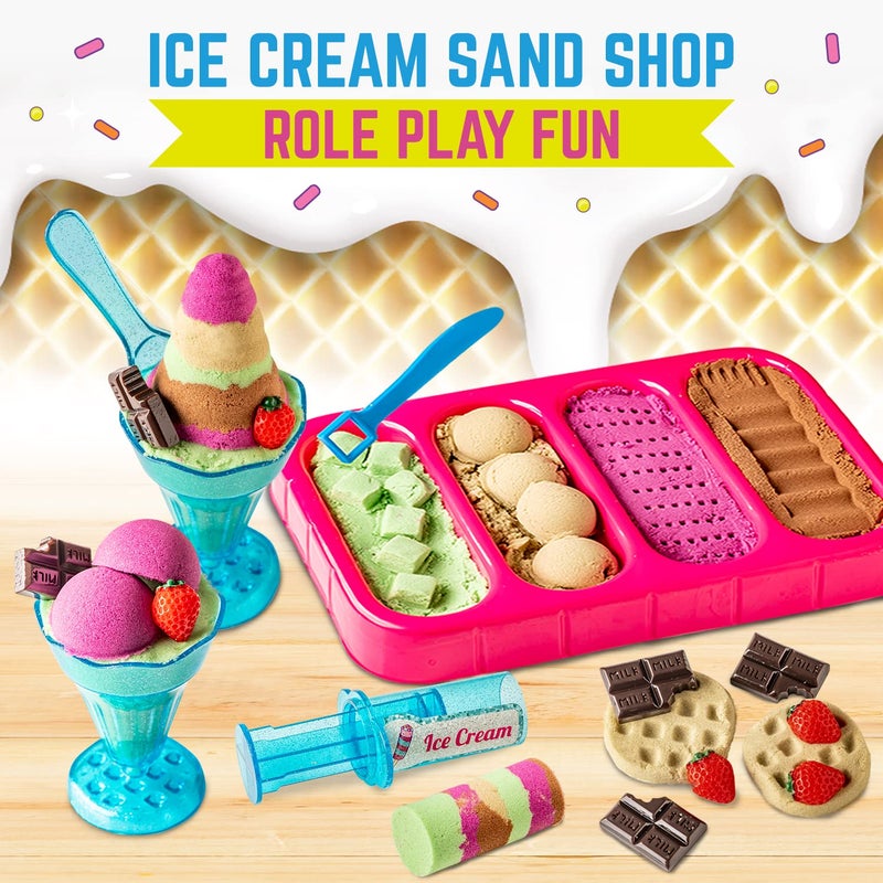 GirlZone Ice Cream Shop Play Sand Kit - Sensory Play for Kids - Magnetic Sand Toys for Creative Fun - 2 lb, Multicolor, 22 Pieces, Ages 7+ - Image 3